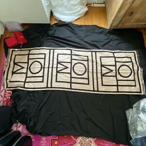 Black and Tan Geometric Scarf NWOT